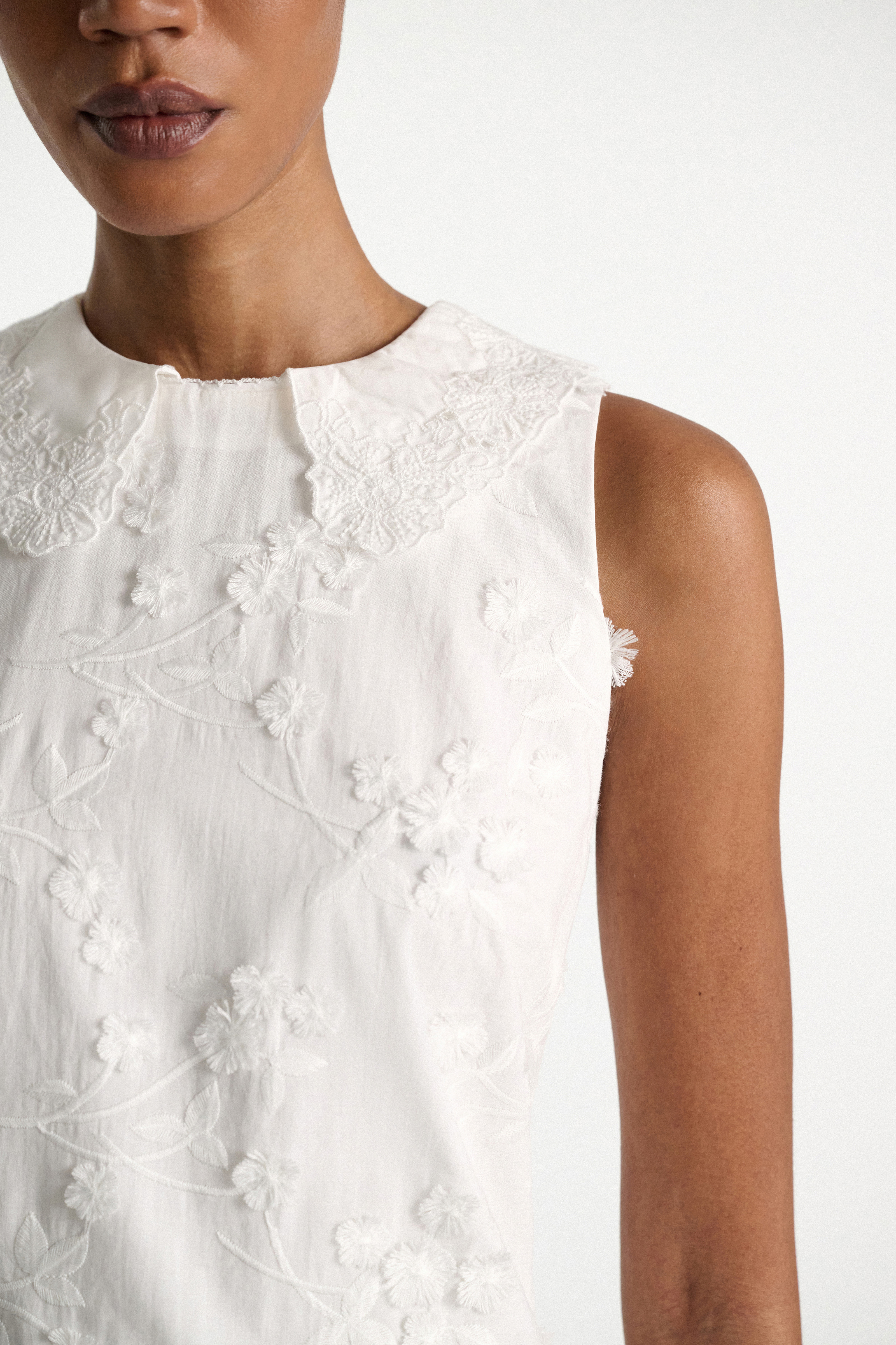 Dorothee Schumacher Shift dress in cotton-fil-coupé camellia white